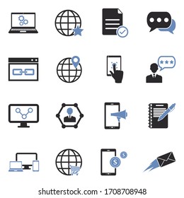 Internet Marketing Icons. Two Tone Flat Design. Vector Illustration.