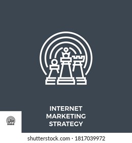 Internet Marketing Strategy Related Vector Thin Line Icon. Isolated on Black Background. Vector Illustration.