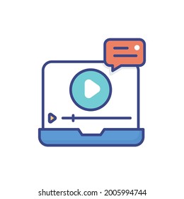 Internet Marketing vector flat outline fill icon style illustration. EPS 10 file 