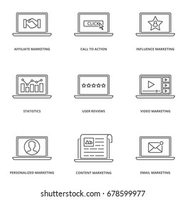 Internet marketing vector icons set