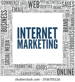Internet marketing vector illustration word cloud isolated on a white background.