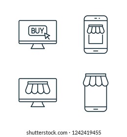 internet marketplace and online market thin line icons set on white background