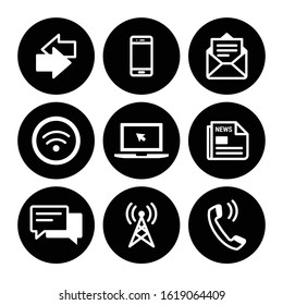 internet media icons for apps black and white set pack 