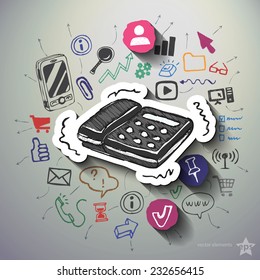 Internet media with icons background. Vector illustration