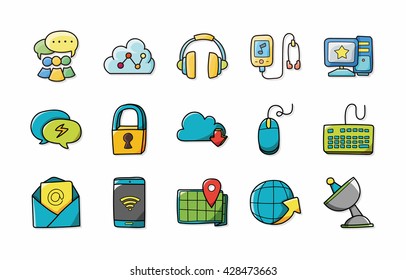 Conjunto de iconos de Internet y medios de comunicación,eps10