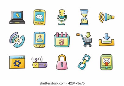 Internet and media icons set,eps10