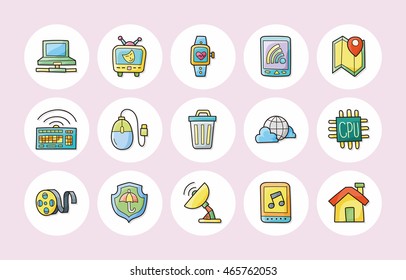 Internet and media icons set,eps10