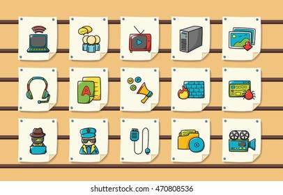 Internet and media icons set,eps10
