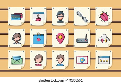 Internet and media icons set,eps10