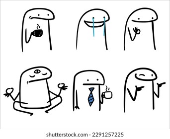 Internet meme flork in various poses. Separate vectors.