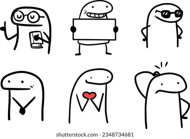 Internet meme flork in various poses.