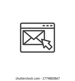 Internet message line icon. linear style sign for mobile concept and web design. Browser page with envelope mail outline vector icon. Symbol, logo illustration. Vector graphics