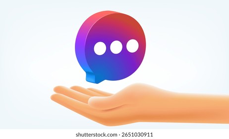 Internet messenger aplicativo 3d botão com a mão. Ilustração editorial vetorial. 