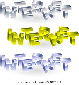 INTERNET. Ilustración 3d de metal.