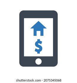 Icono de banca móvil en Internet.(ilustración vectorial)