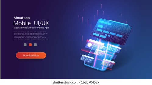 Internet mobile banking isometric concept. Isometric mobile phone and internet banking. online payment security transaction via credit card. Digital security financial information and protection