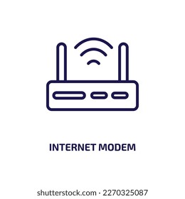 internet modem icon from user interface collection. Thin linear internet modem, router, modem outline icon isolated on white background. Line vector internet modem sign, symbol for web and mobile