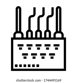 Internet modem, router - icon line vector - hardware icons