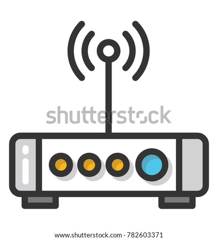 Internet modem or wifi router flat design vector icon