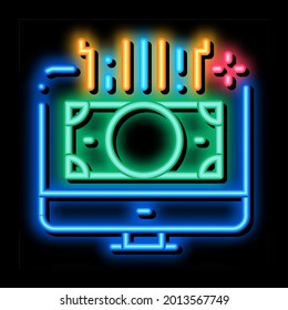 internet money computer screen neon light sign vector. Glowing bright icon internet money computer screen sign. transparent symbol illustration