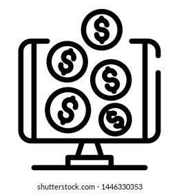 Internet money icon. Outline internet money vector icon for web design isolated on white background
