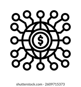 Internet Money Line Vector Illustration On White Background.