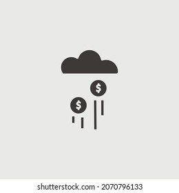 transacción de dinero en la nube con icono de vector de dinero en internet 