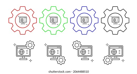 Internet, monitor, addictions vector icon in gear set illustration for ui and ux, website or mobile application