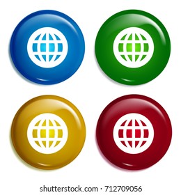 Internet multi color gradient glossy badge icon set. Realistic shiny badge icon or logo mockup