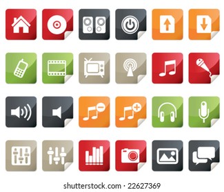 Internet and Multimedia Icon Set. Tag and Label Style