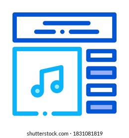 Internet Music Play List Icon Vector. Outline Internet Music Play List Sign. Isolated Contour Symbol Illustration