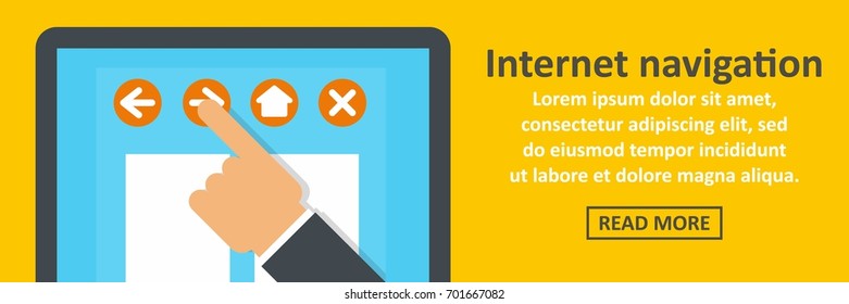 Internet navigation banner horizontal concept. Flat illustration of internet navigation banner horizontal vector concept for web