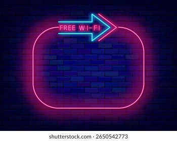 Internet neon advertising. Festival and holiday. Glowing retro blue frame. Sace for text. Vector stock illustration