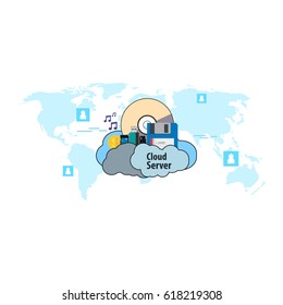 internet network cloud server concept vector
