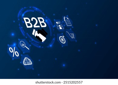Internet- und Netzwerkkonzept. B2B Business Unternehmen Commerce Technologie Marketing-Konzept. Technologie digitales Marketing, Lieferkette, Business-Aktionsplan Strategie, Internet-Online-Marketing.