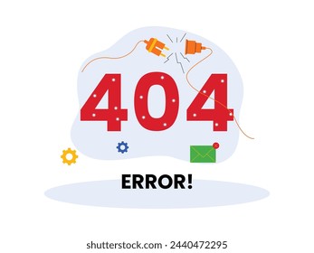 The internet network is disconnected and experiencing an error, vector illustration 404 pages not found.