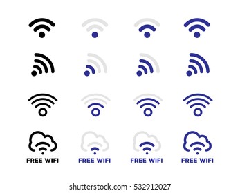 Internet network free Wifi connection icon set in vector format
