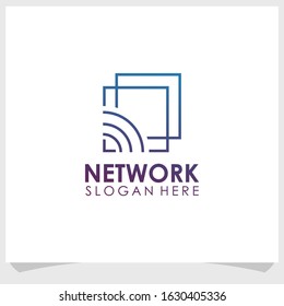 internet network icon logo design template, technology logo design vector