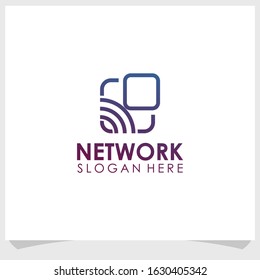 internet network icon logo design template, technology logo design vector