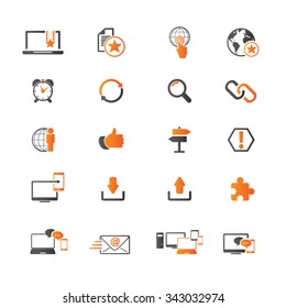 Internet network icon set - Set of 16 internet network related icons. Editable vector icons for video, mobile apps. EPS10 vector.