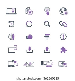 Internet network icon set - Set of 16 internet network related icons. Editable vector icons for video, mobile apps. EPS10 vector.