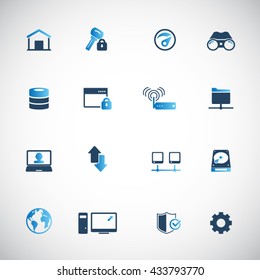 Internet network icon set - Set of 16 internet network related icons Editable vector icons for video, mobile apps.