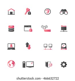 Internet network icon set - Set of 16 internet network related icons Editable vector icons for video, mobile apps.