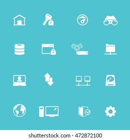 Internet network icon set - Set of 16 internet network related icons Editable vector icons for video, mobile apps.