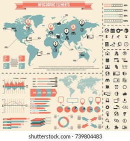 Internet network icon set and infographics elements