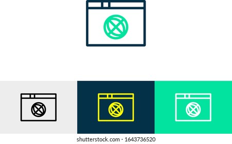vector de icono de arte de línea de red Internet 