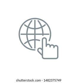 Internet network planet outline flat icon. Single high quality outline logo symbol for web design or mobile app. Thin line sign design logo. Gray icon pictogram isolated on white background