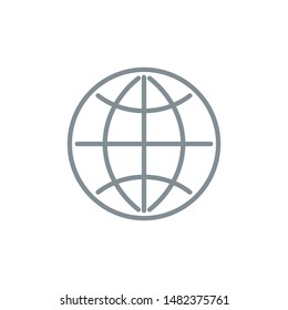 Internet network planet outline flat icon. Single high quality outline logo symbol for web design or mobile app. Thin line sign design logo. Gray icon pictogram isolated on white background