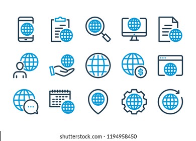 Internet and Network related line icon set. Globe and Earth linear vector icons.