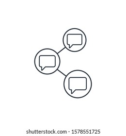 Internet network. Sending messages. Electronic business technology. Vector linear icon on a white background.